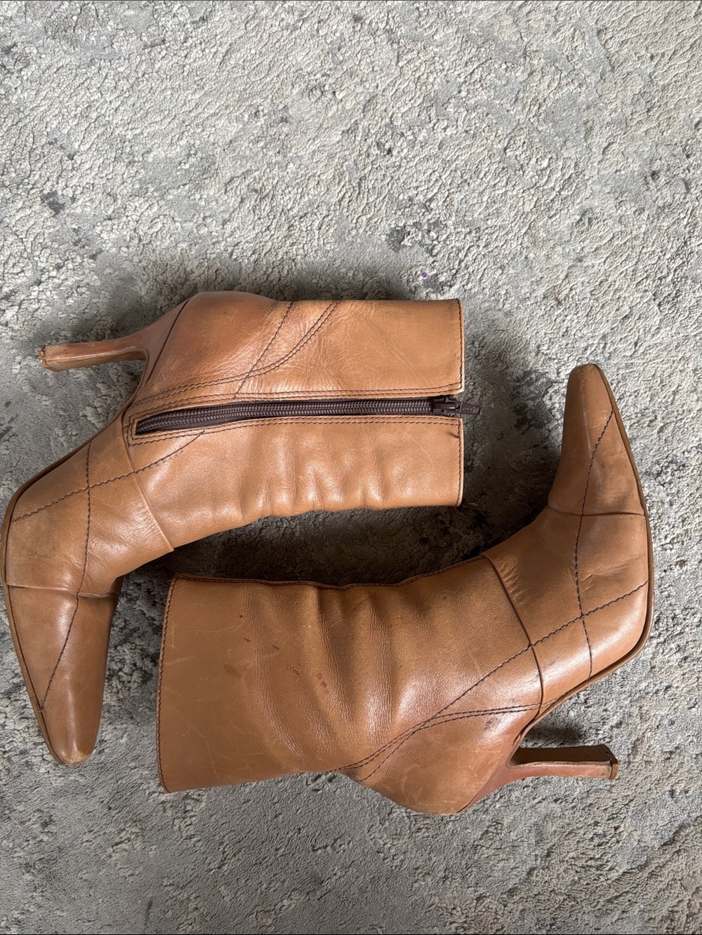 Women's Tan Leather Pointed-Toe Mid-Calf Boots size 8M